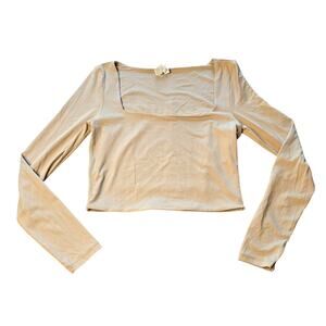 90 Degree By Reflex Crop Top Womens Medium Contour Olivia Square Neck Athleisure